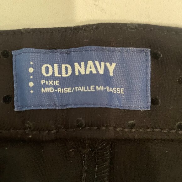 Old Navy Mid Rise Pixie Flock Black Dot Pants, Size 4 - Picture 6 of 7